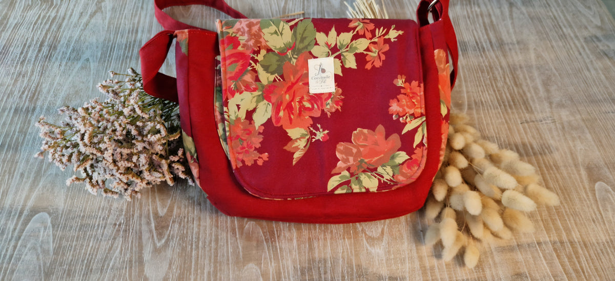 Besace fleurie artisanale • Tissu upcyclé • Pièce unique