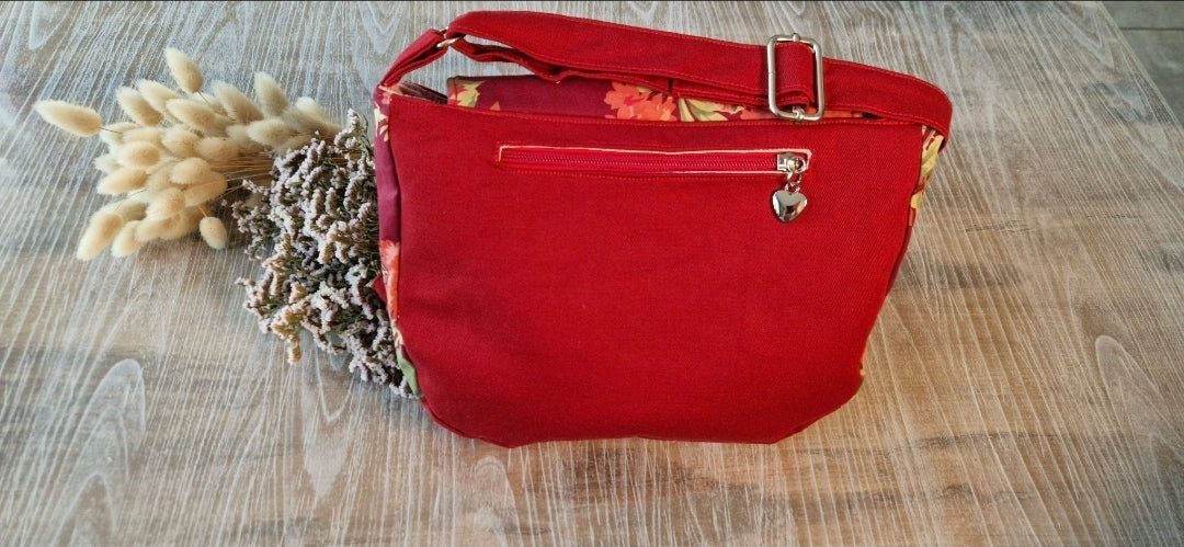 Besace fleurie artisanale • Tissu upcyclé • Pièce unique