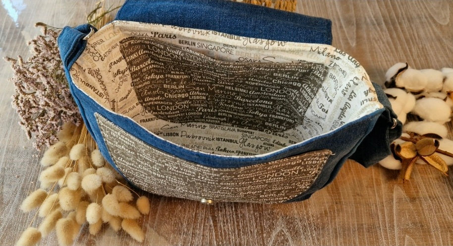 Sac besace artisanale en jean