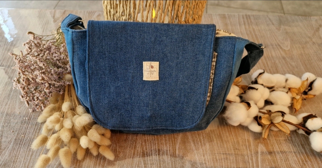 Sac besace artisanale en jean