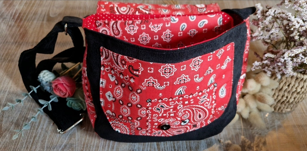 Sac besace artisanale velours